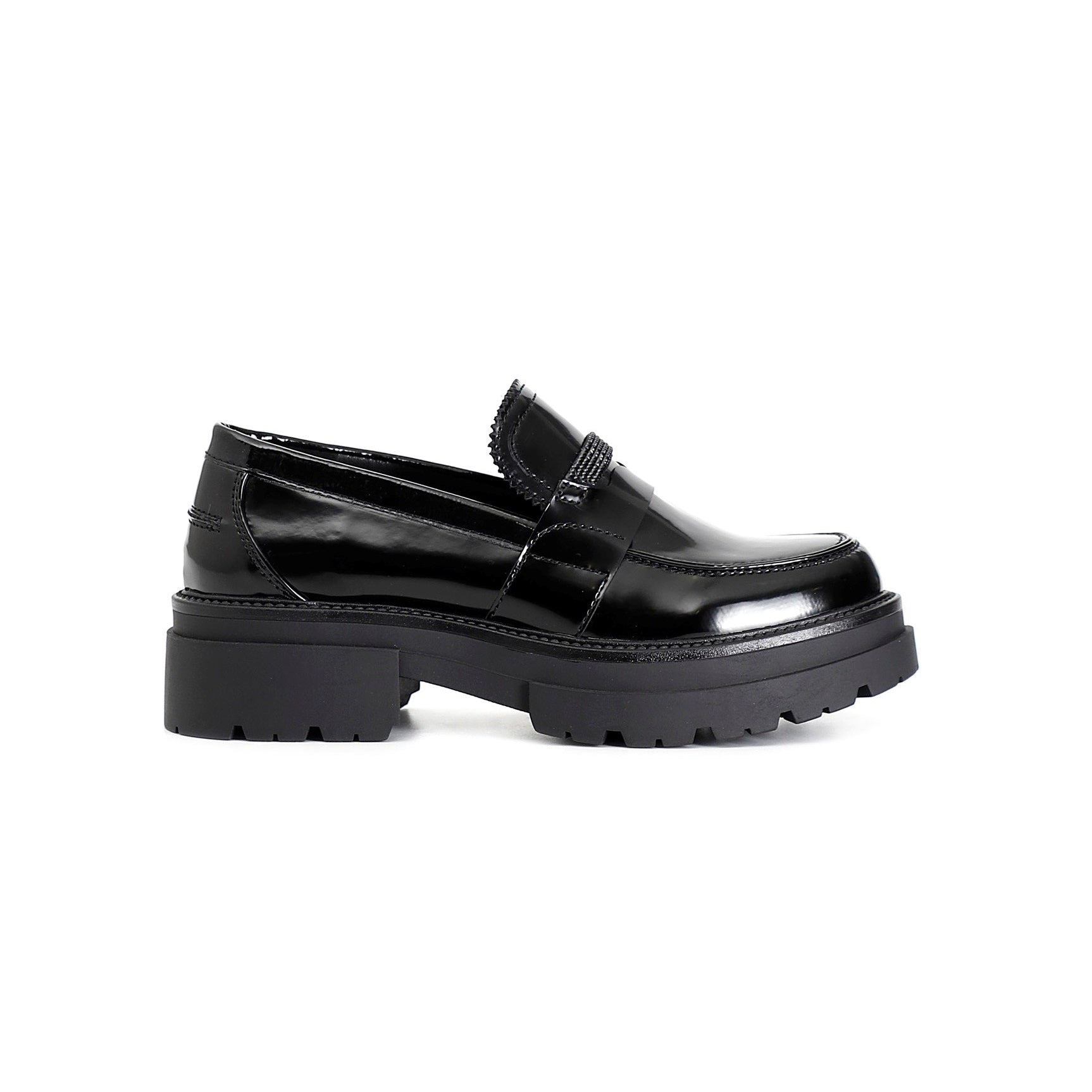 Cafènoir women&#39;s moccasin shoe with rhinestone insert c1 EC9460 N001 black