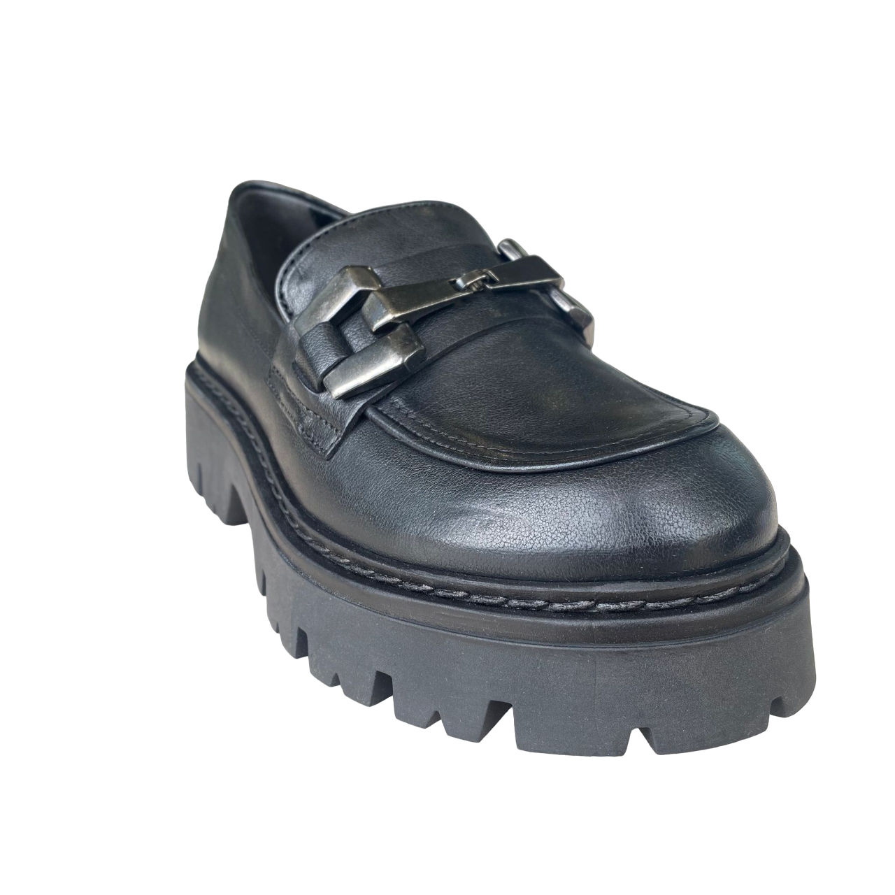 CafèNoir women&#39;s leather moccasin shoe with clamp c1FM2011 N001 black