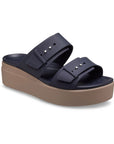 Crocs women's sandal with wedge Brooklyn Buckle Low Wedge W 207431-4LH deep navy 