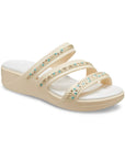 Crocs women's sandal Boca Medallion Strappy Wedge W207431-108 vanilla 