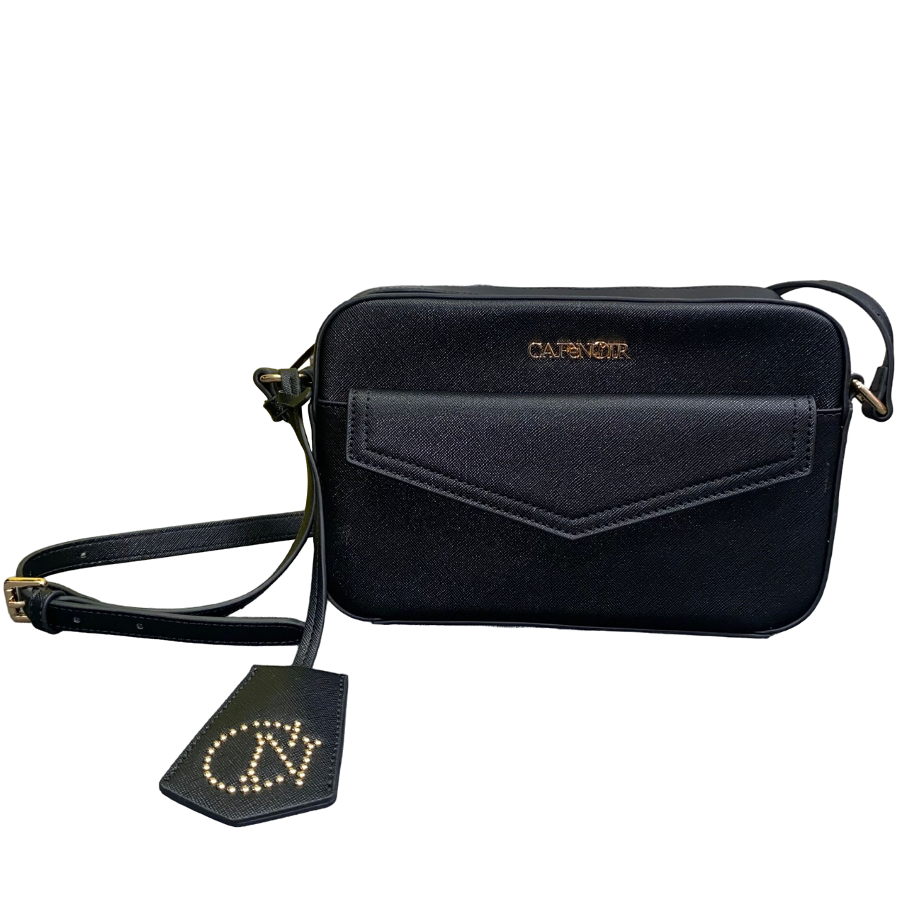 CafèNoir Borsa cartella in saffiano con pattina e maxi charm peltro C3MA0704 N001 nero