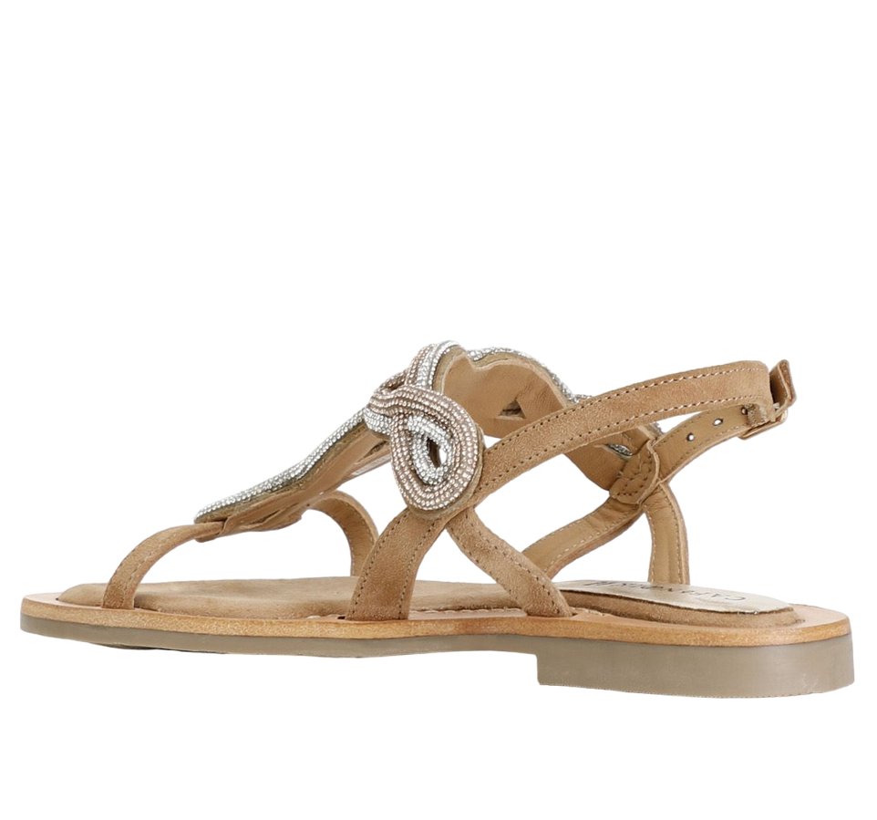 CafèNoir Suede sandal with rhinestones C1GC5013 M007 leather
