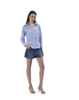 CafèNoir women's striped elastic waisted shirt C7JC0120 N061 light blue white