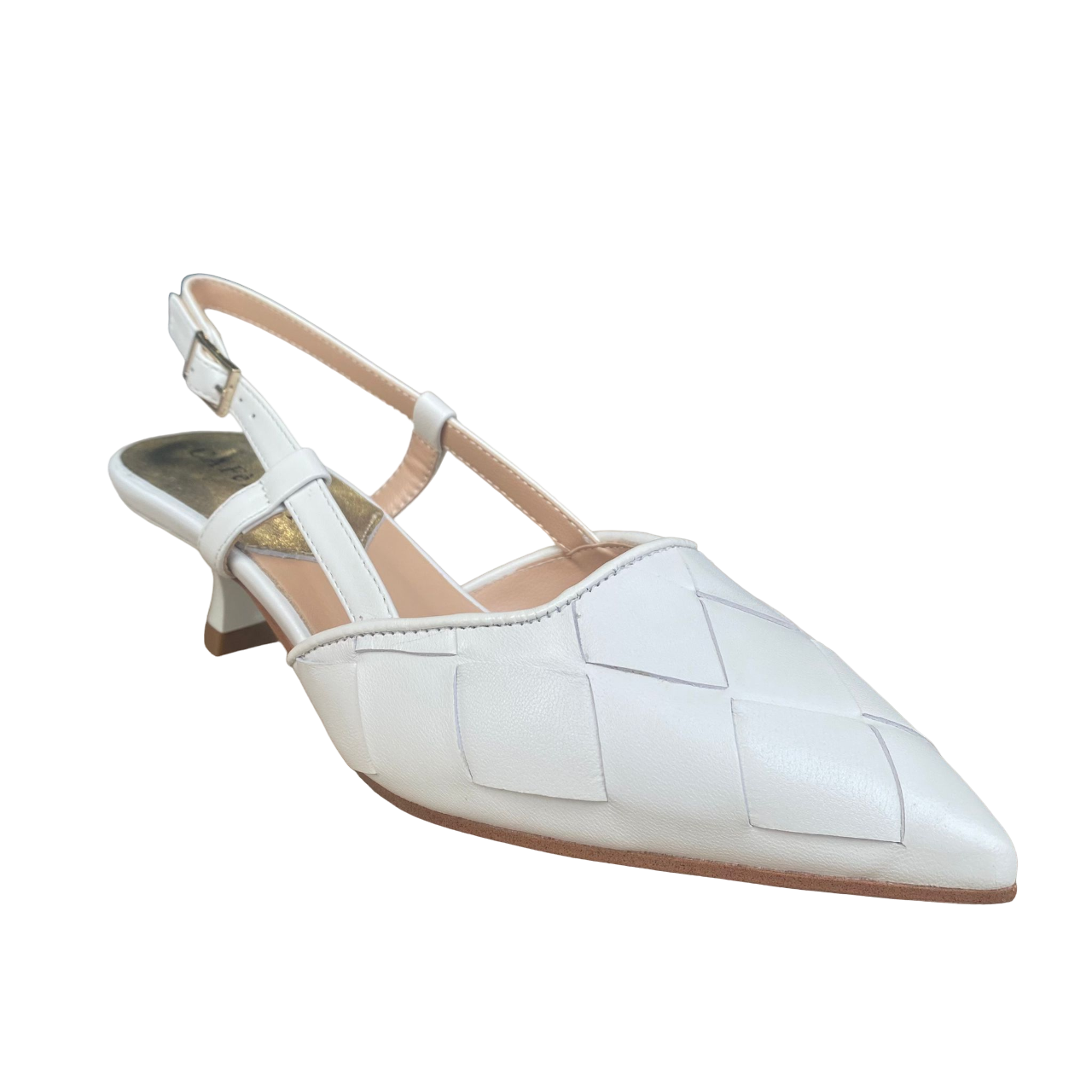 CafèNoir scarpa casual da donna in pelle intrecciata e tacco C1EF1001 W022 bianco