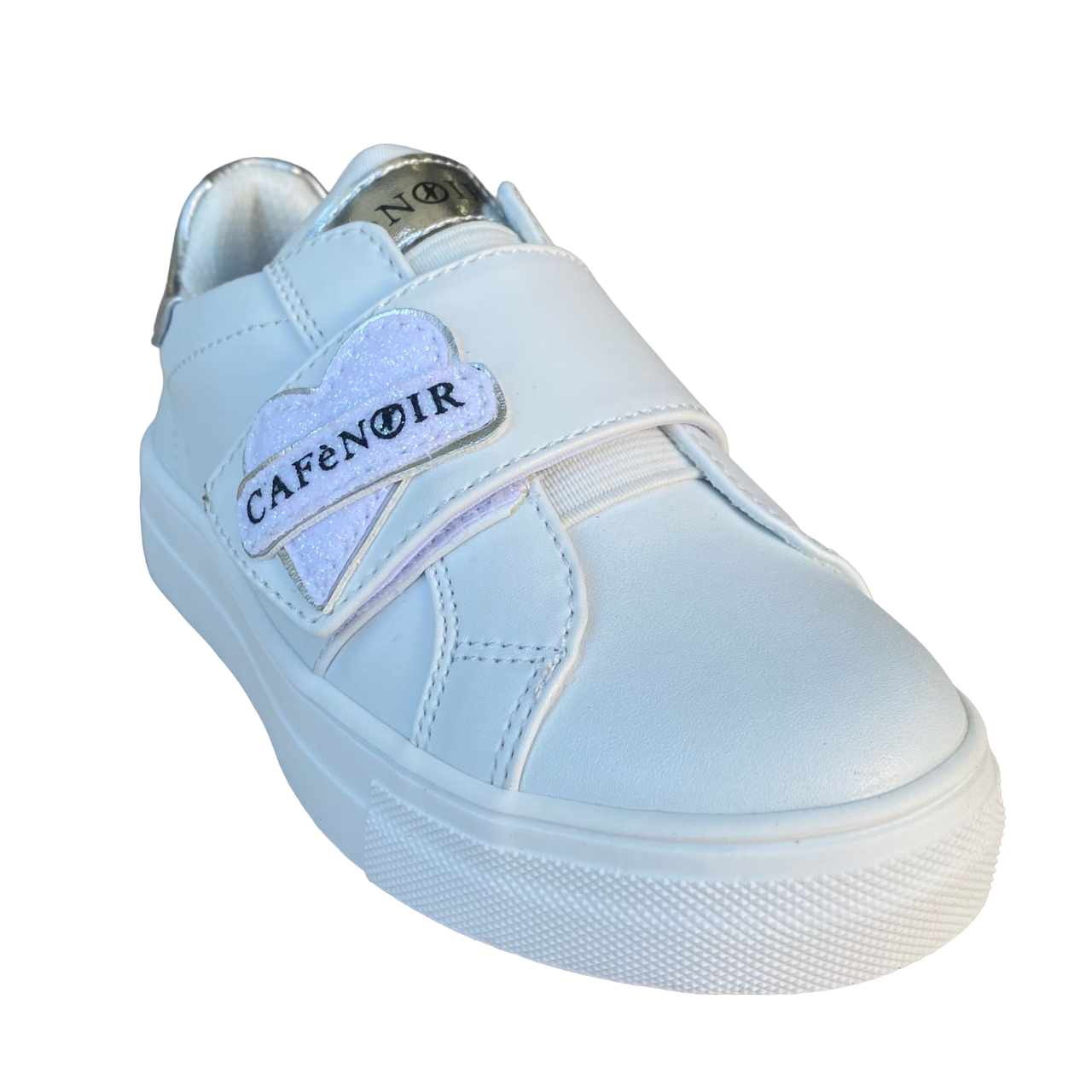 Cafè Noir girl&#39;s shoe with elastic band and velcro C-2422w white