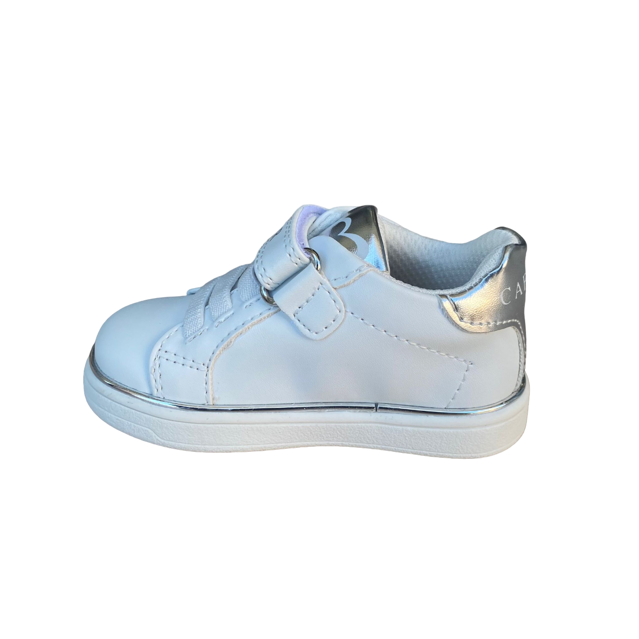 Cafè Noir girl&#39;s shoe with elastic lace and velcro C-2540w white
