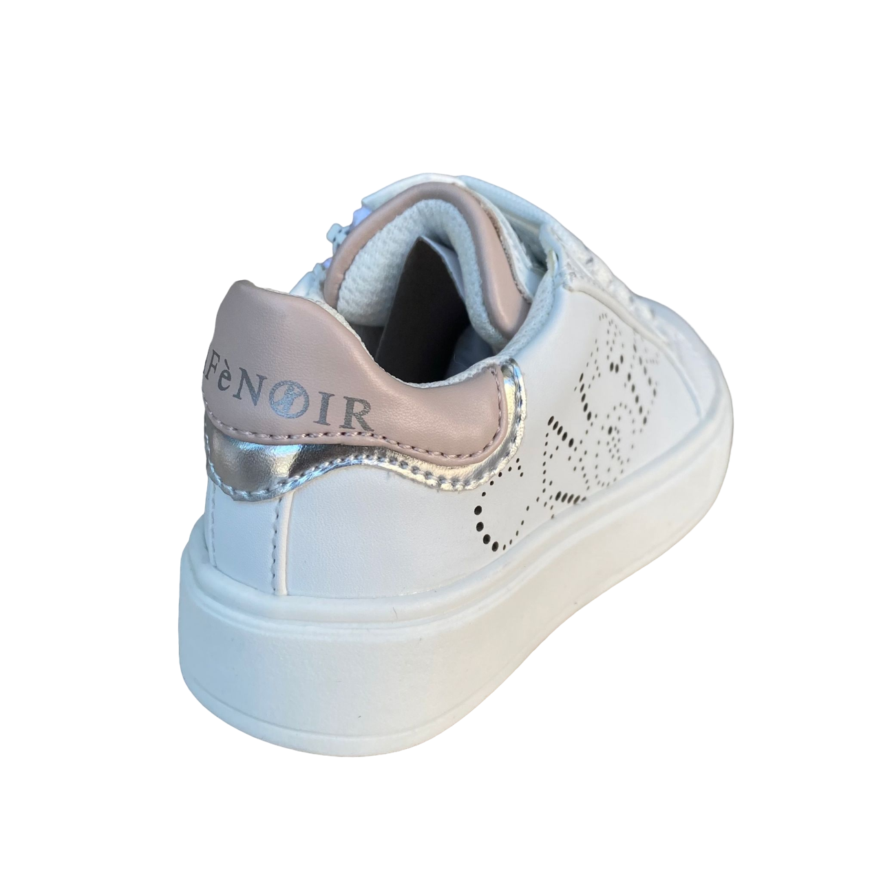 Cafè Noir girl&#39;s shoe with lace and side zip C-2401w white