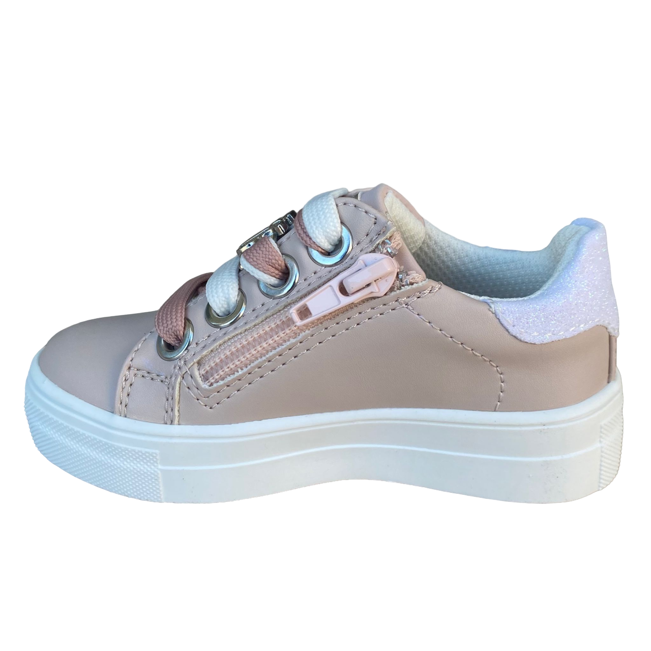 Cafè Noir girl&#39;s shoe with lace and side zip C-2420p pink