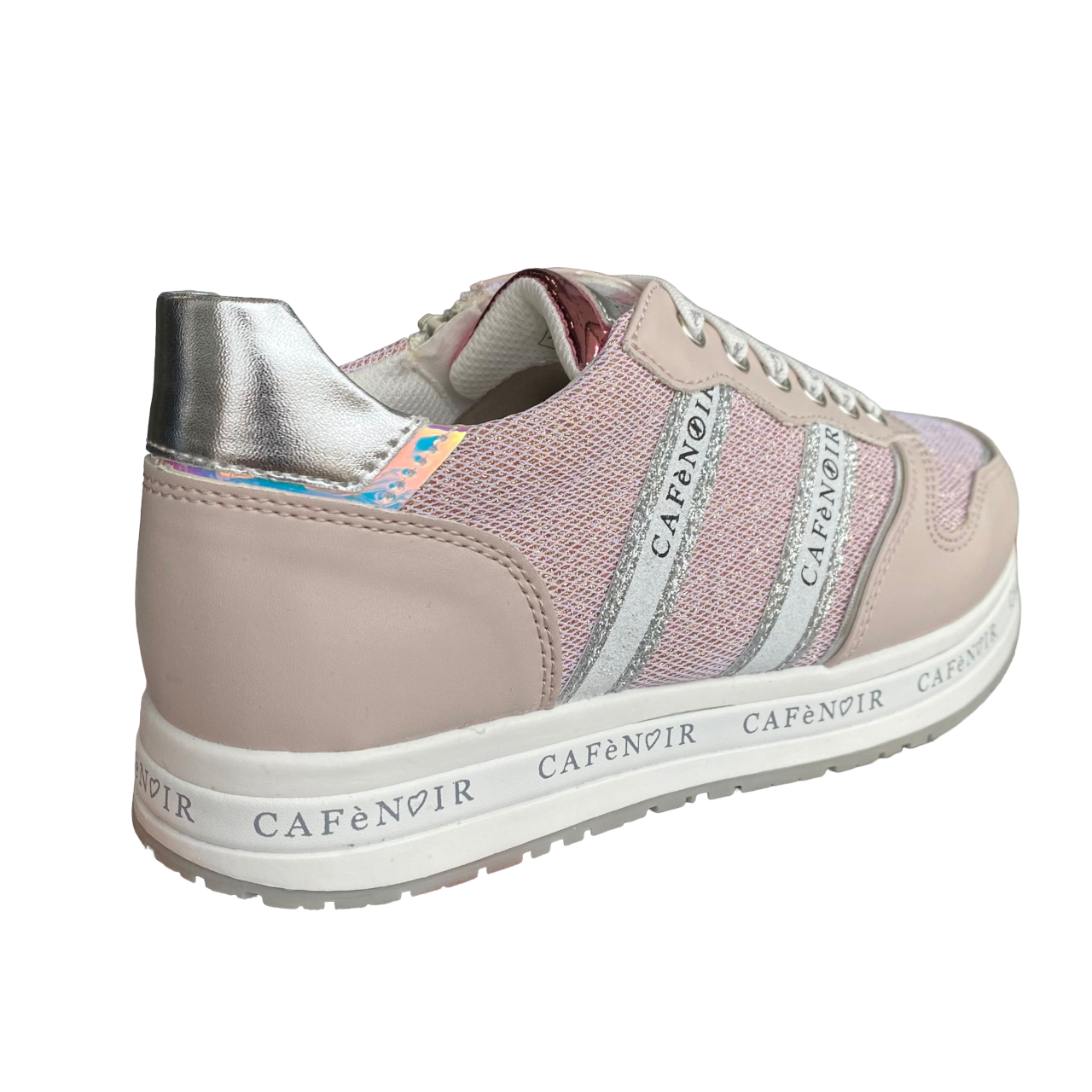 CafèNoir sneakers con zeppa da ragazza con laccio e cerniera laterale C-2032 pink