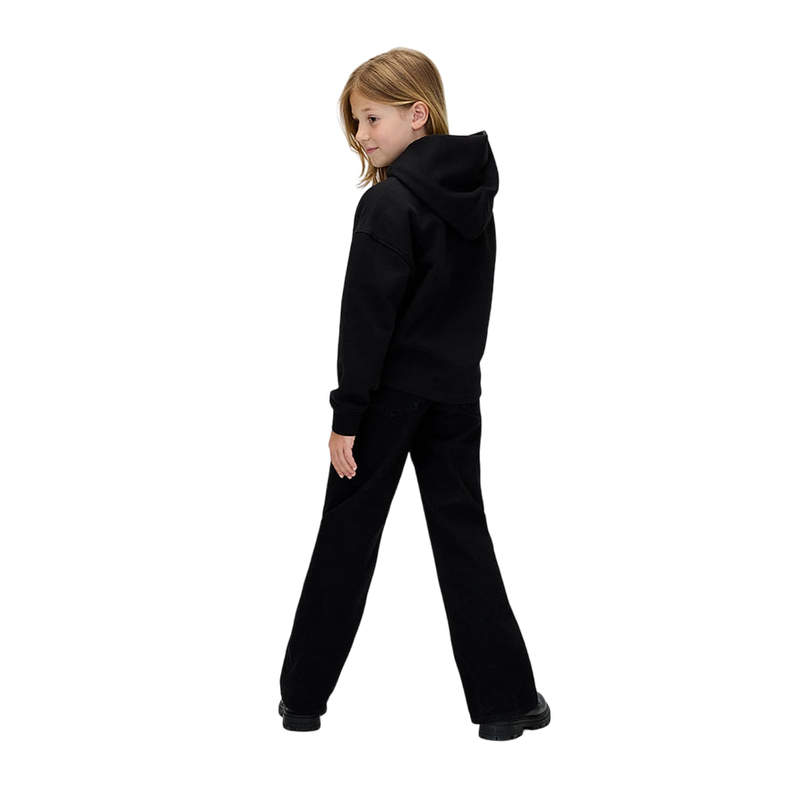Calvin Klein Felpa con Cappuccio Unisex Junior Festiva Grafica Pile IG0IG03018BHE Nero - vista posteriore