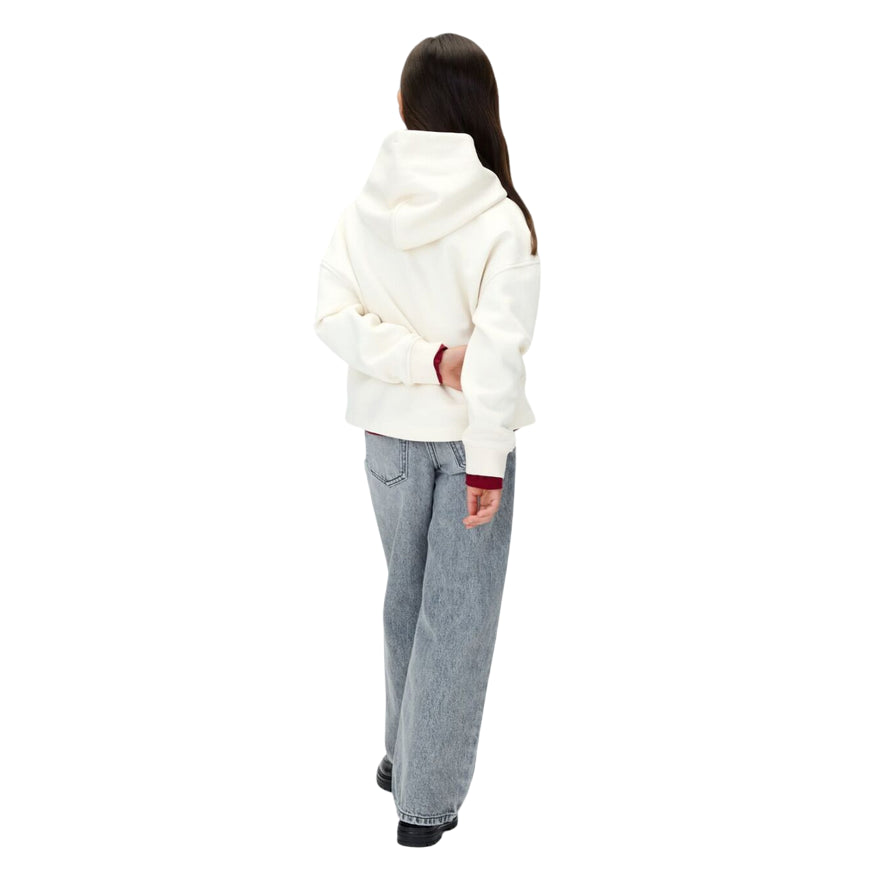Calvin Klein Felpa con Cappuccio Unisex Junior Festiva Grafica Pile IG0IG03018PGB Panna - vista posteriore