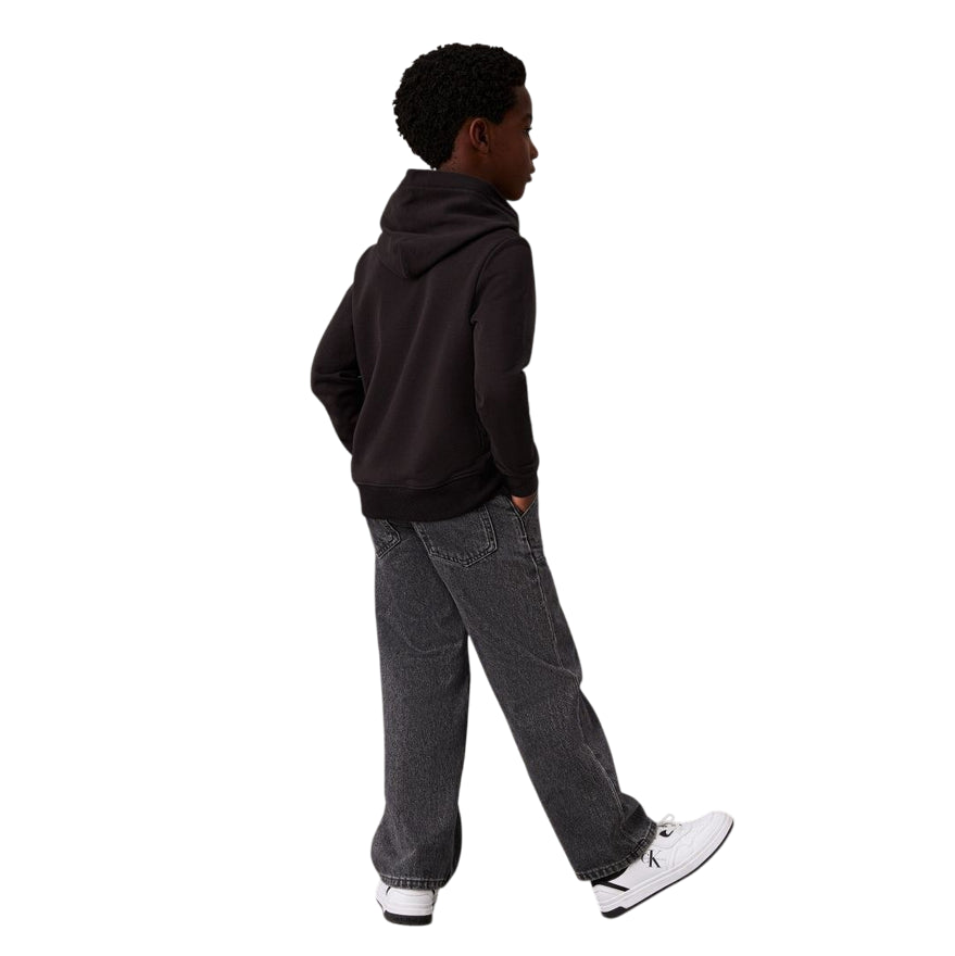 Calvin Klein Felpa con Cappuccio Unisex Junior INST. LOGO IU0IU00679BEH Nera - vista posteriore
