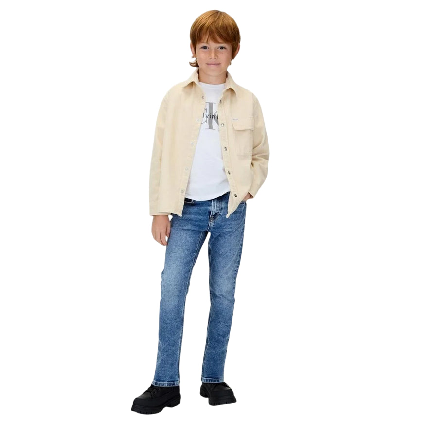Calvin Klein Jeans Dad Fit IB0IB02547 Washed Blue Cf per Junior - Stile e Comfort - vista frontale
