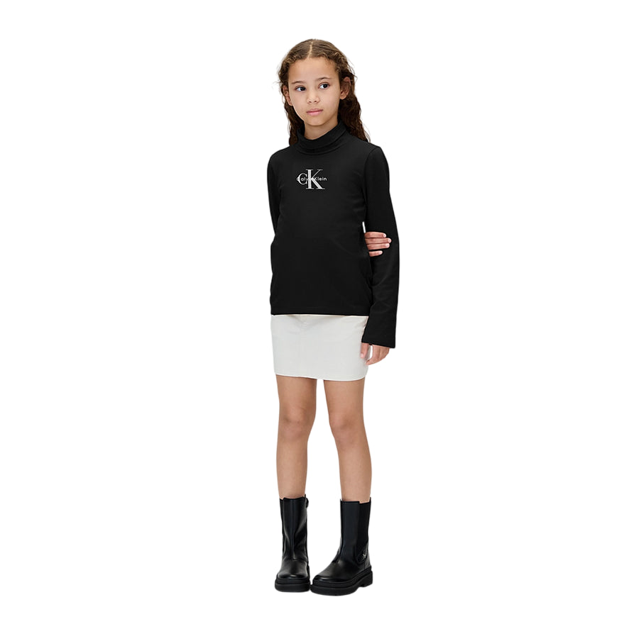 Calvin Klein Maglia a Collo Alto Slim junior IG0IG03044BEH Nero - vista frontale