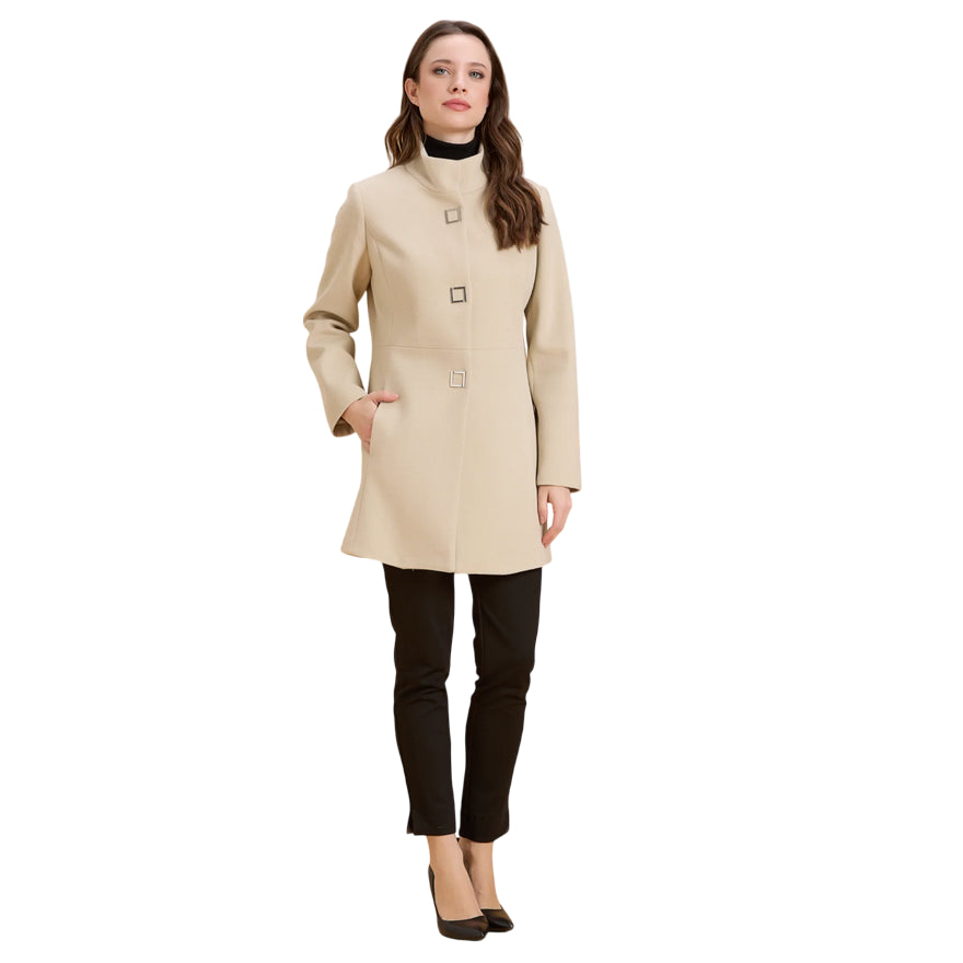 Cappotto Collo a Pistagna Media Lunghezza Donna DGF6052 Beige