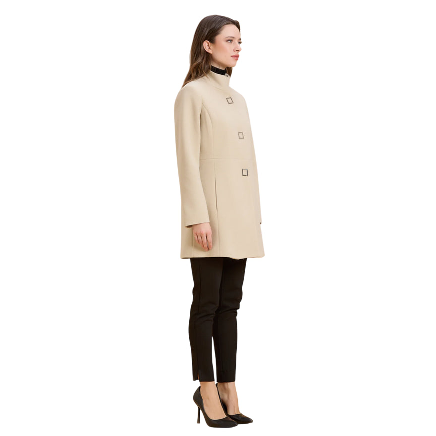 Cappotto Collo a Pistagna Media Lunghezza Donna DGF6052 Beige - laterale