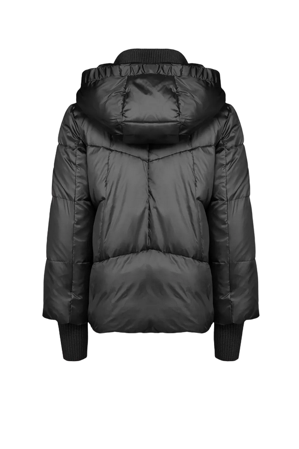 Censured women&#39;s hooded jacket with rib collar and cuff JW C010 TN TT3 90 black