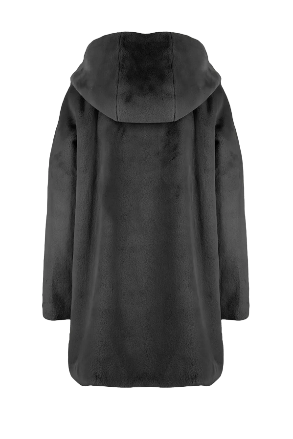 Censured women&#39;s faux fur jacket with hood CW1881 T FRC3 90 black