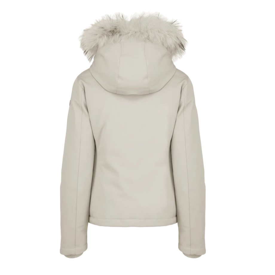 Censured women&#39;s jacket with hood and detachable fur JW6236TNEP3 139 almond milk