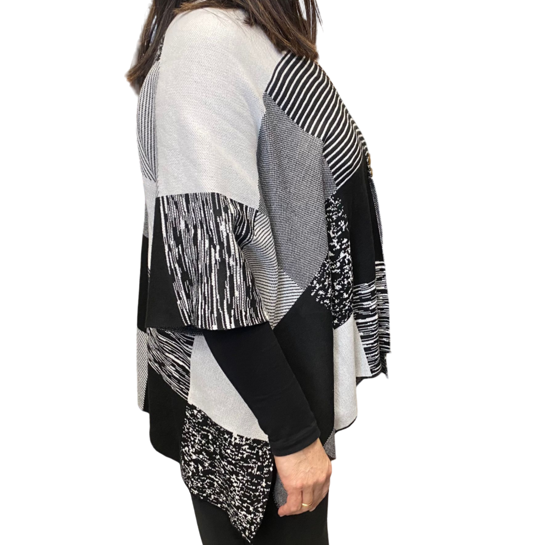 Censured shawl with sleeves for women WW2175 T TPW1 0190 white-black