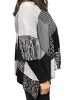 Censured shawl with sleeves for women WW2175 T TPW1 0190 white-black