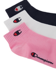 Champion 3 paia di calzini con logo C U30042 PS009 rosa-bianco-blu