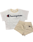Champion girl's outfit with t-shirt and shorts 404966 cream white