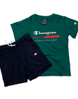 Champion completino da ragazzo maglietta e pantaloncino 306698 GS571 verde blu