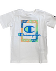 Champion boy's suit with short sleeve t-shirt and boxer shorts 306793 WW001 white-light blue