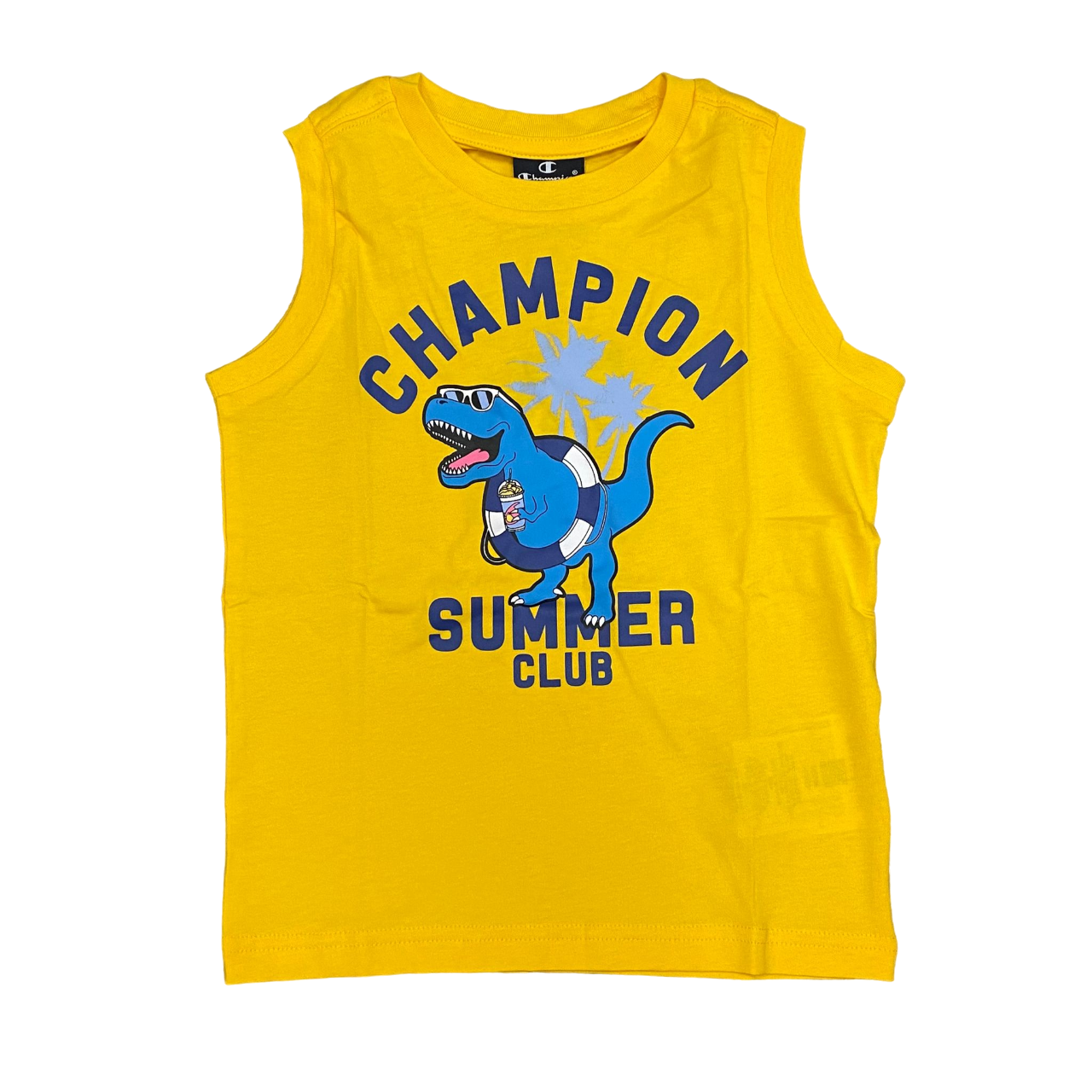Champion boy&#39;s suit with sleeveless t-shirt and sea boxer shorts 306794 YS011 yellow-bluette