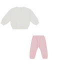 Champion tuta sportiva da bambina baby con felpa girocollo con bottoni 405051 WW003 bianco-rosa