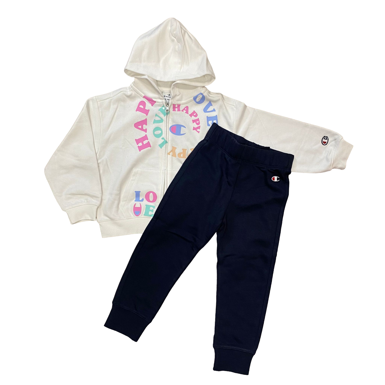 Champion tuta sportiva da ragazza con cappuccio 404990 WW001 bianco blu