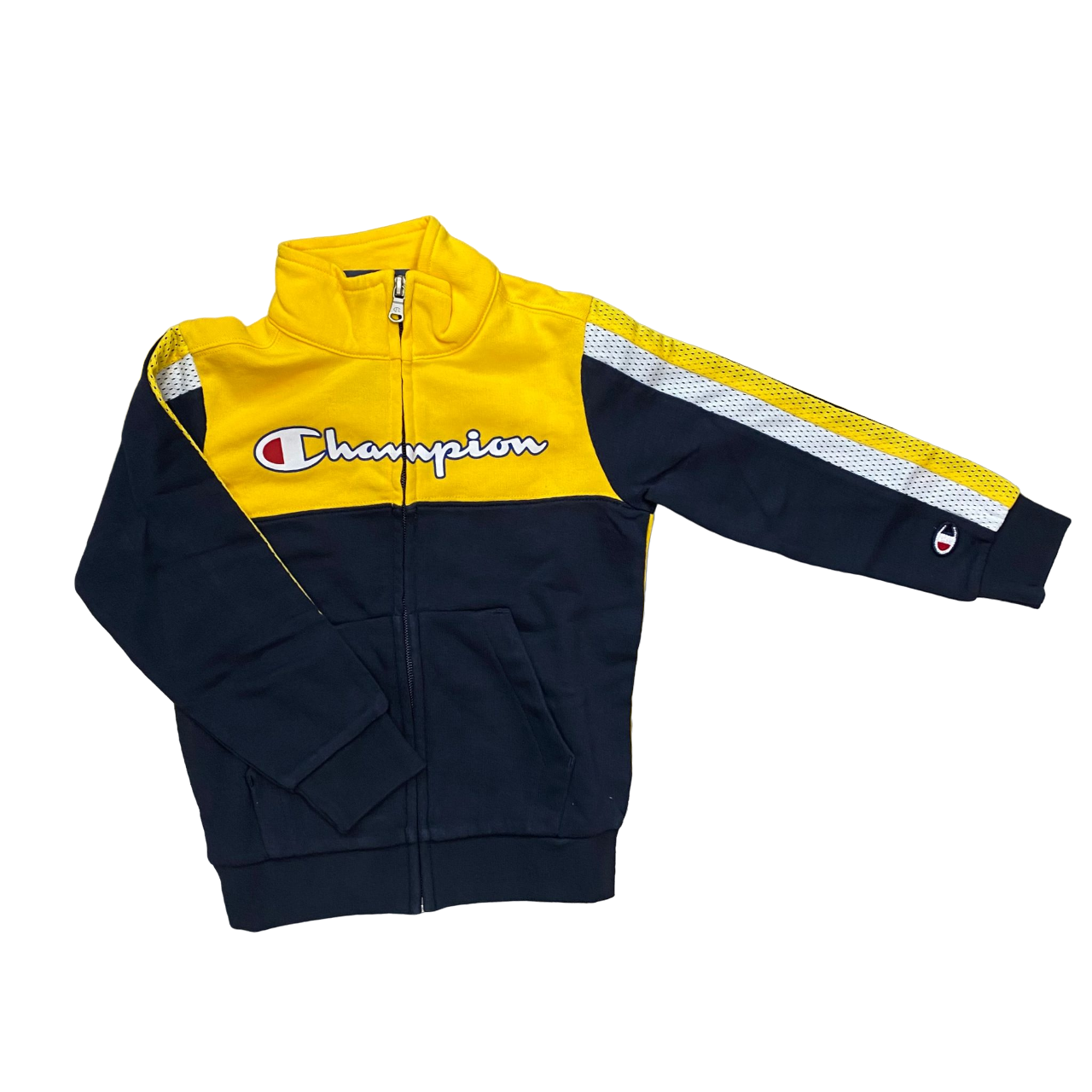Champion boy&#39;s cotton sports tracksuit with full zip 306728 BS501 yellow blue
