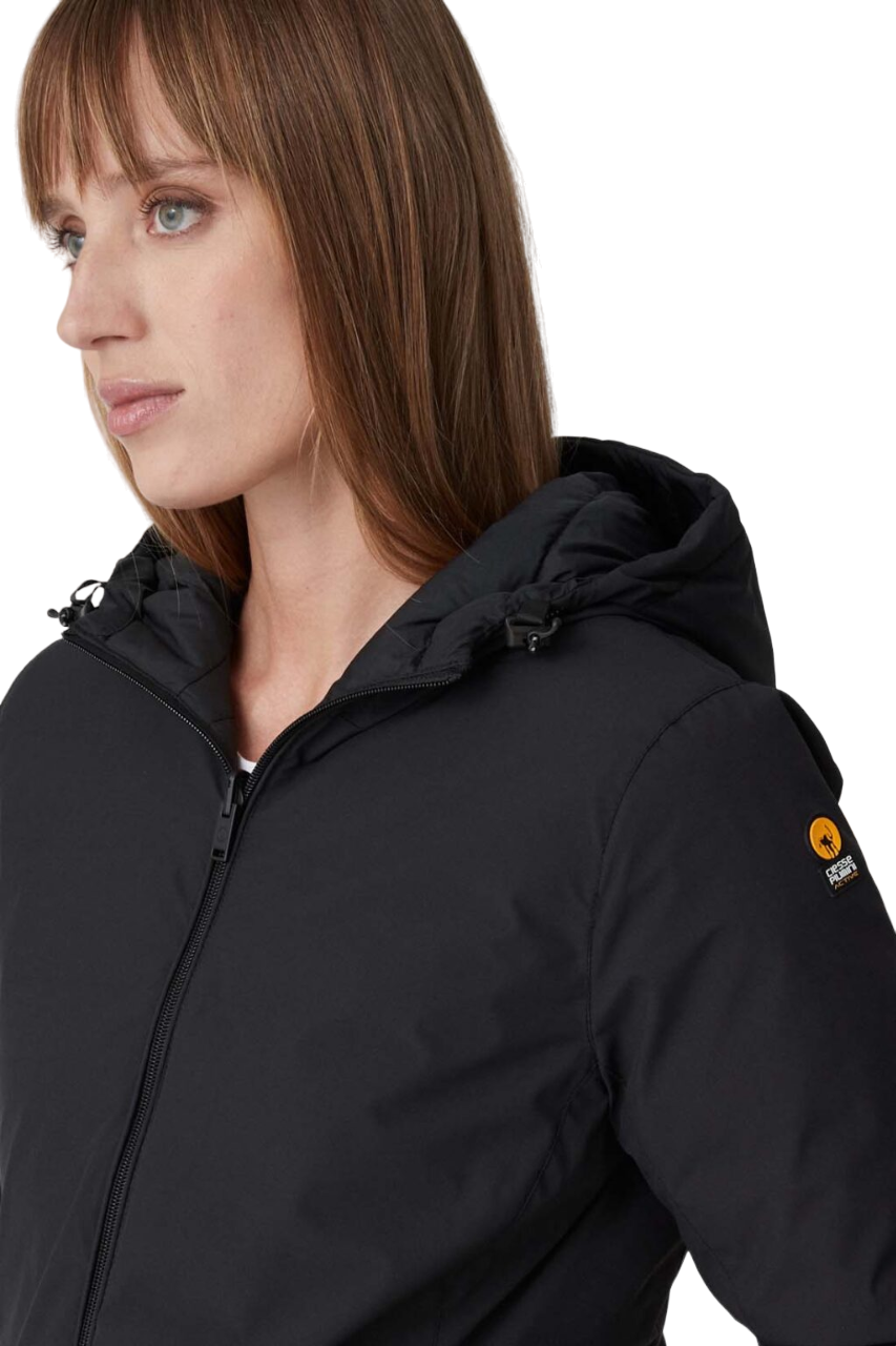 Ciesse Piumini Women&#39;s jacket with hood, fitted line and reversible Jusy black