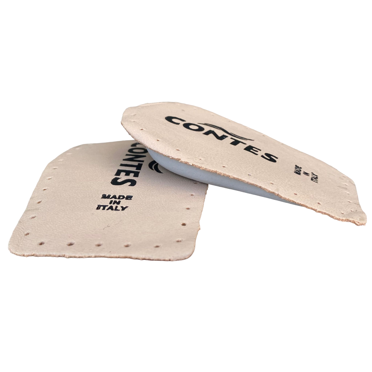 Contes Heel lift in latex foam covered with real chrome-free leather, approximately 1 cm thick at the heel. 121/P