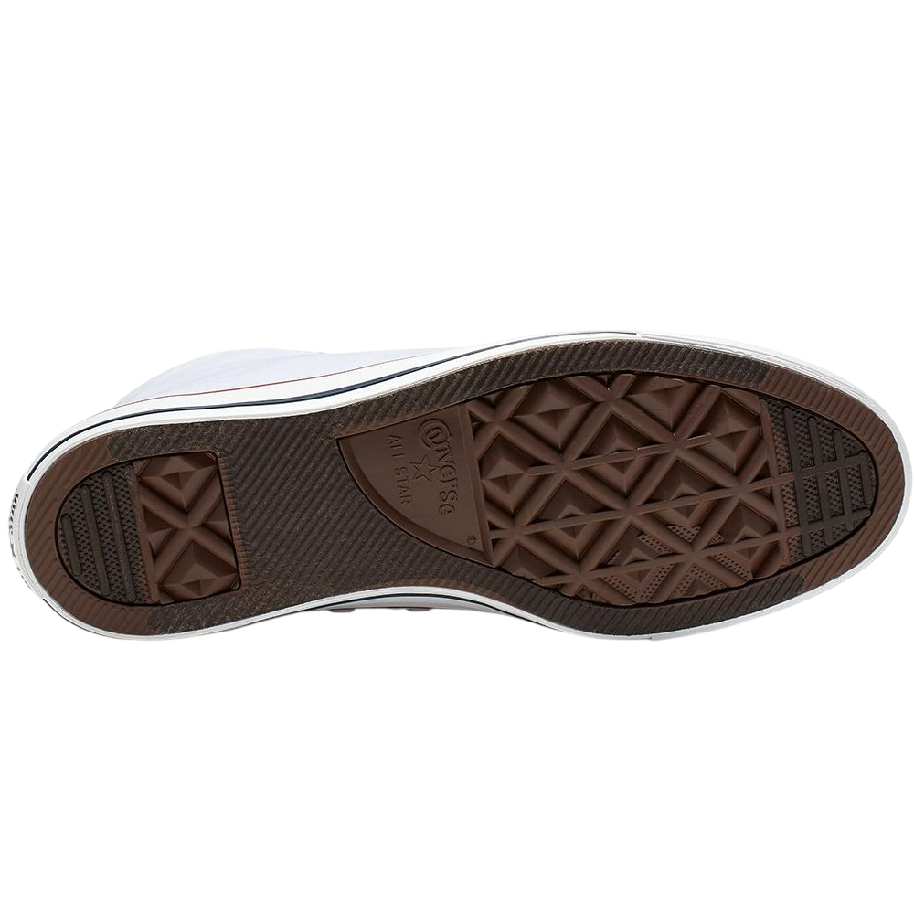 Dettaglio suola Chuck Taylor All Star M7650C sulla caviglia, sneakers bianche autentiche Converse 