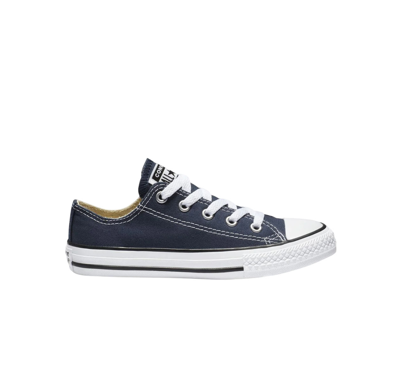 Sneakers Converse All Star Chuck Taylor Classic OX in tela blu unisex. Design iconico con logo stella e suola in gomma bianca
