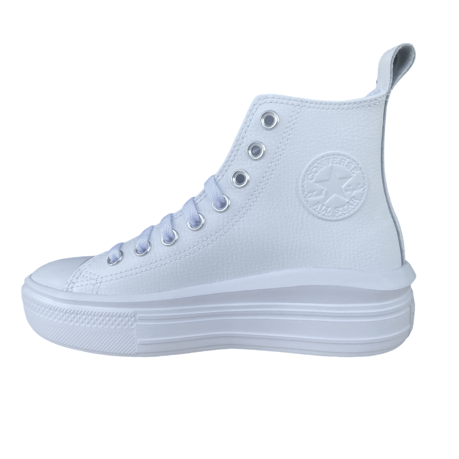 Converse scarpa sneakers alta da donna in pelle con zeppa Chuck Taylor Star Move A05535C bianco 1