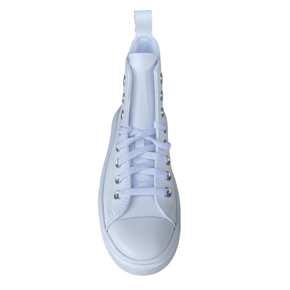 Converse scarpa sneakers alta da donna in pelle con zeppa Chuck Taylor Star Move A05535C bianco 4
