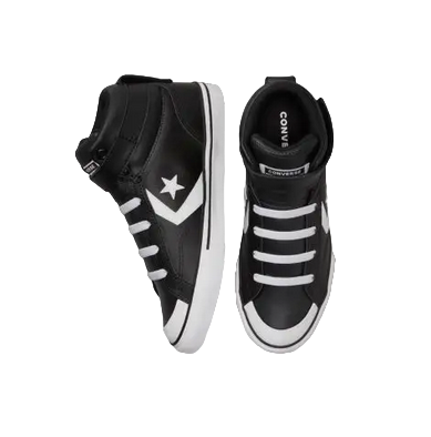 Converse high sneaker shoe with elastic lace and velcro for boys Pro Blaze A01072C black-white