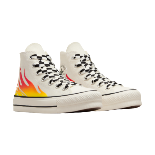 Converse women&#39;s shoe sneakers with wedge Chuck Taylor All Star Lift Flames A07892C heron-red enamel-black