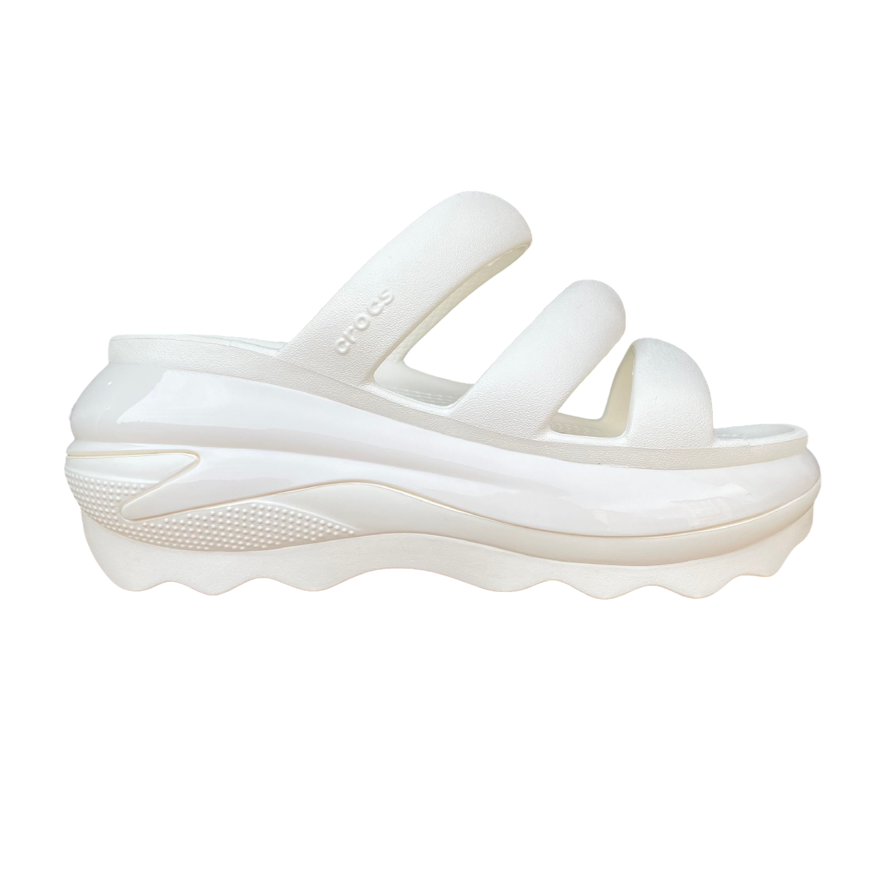 Sandalo Crocs Mega Crush Triple Strap 209842-0WV color gesso da donna con piattaforma alta e tre fasce