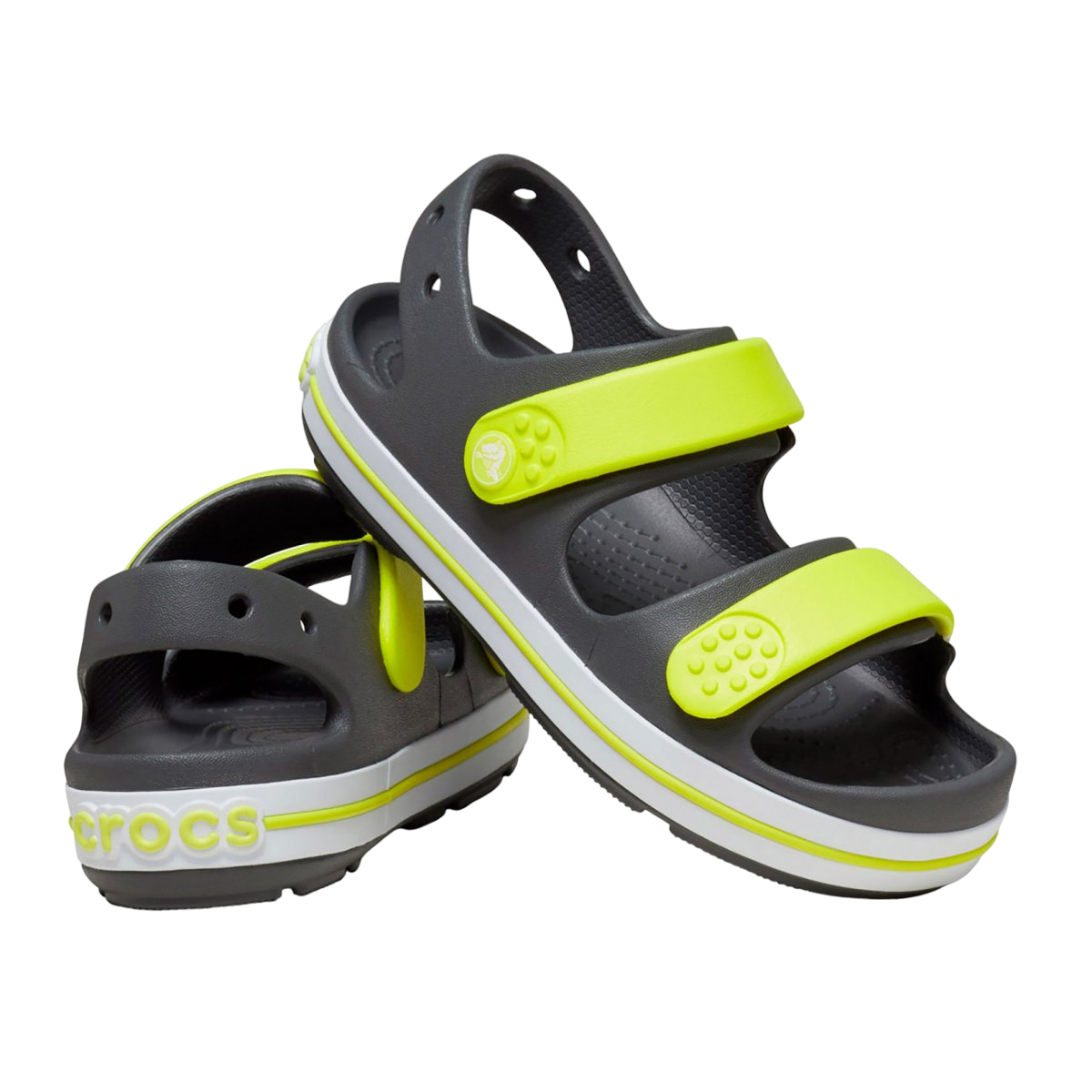 Crocs sandalo da bambino Crocband Cruiser 209423 1NJ grigio-giallo acido 2