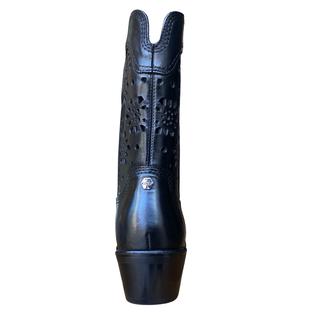 Stivali texani donna Cult Dolores 4415 in pelle nera con lavorazione traforata, design western elegante dettaglio tacco