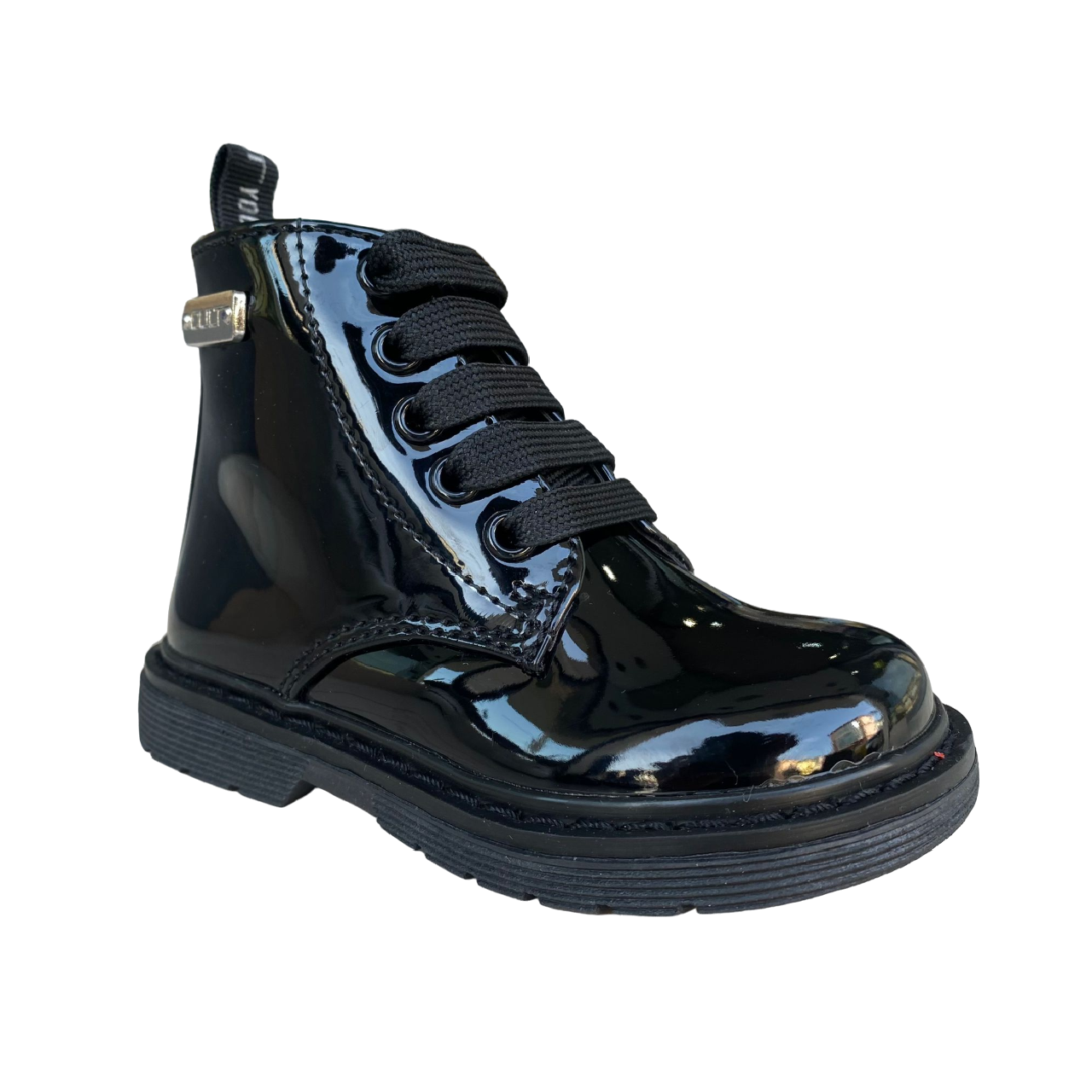 Cult scarpa anfibio da bambina T-131 nero lucido