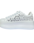 Cult scarpa sneakers con zeppa da donna Pearl 4425 bianco