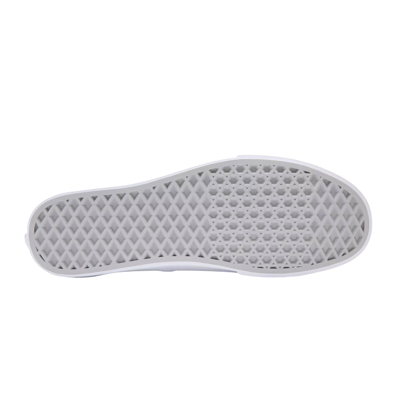 Dettaglio della suola waffle in gomma delle Vans Classics Authentic adulto, modello VN000EE3W001 in bianco puro