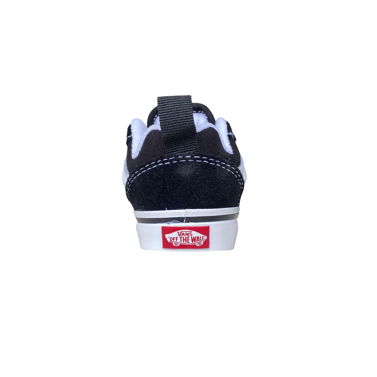 Vans Knu Skool VN000D0K6BT sneakers da bambino nero-bianco con laccio elastico, calzatura comoda e facile da indossare per bambini - tallone