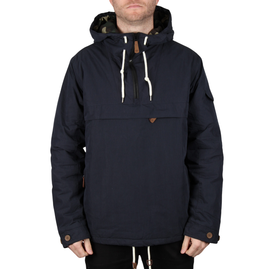 Dickies giaccone da uomo con cappuccio mezza zip e tascone a marsupio Milford blu