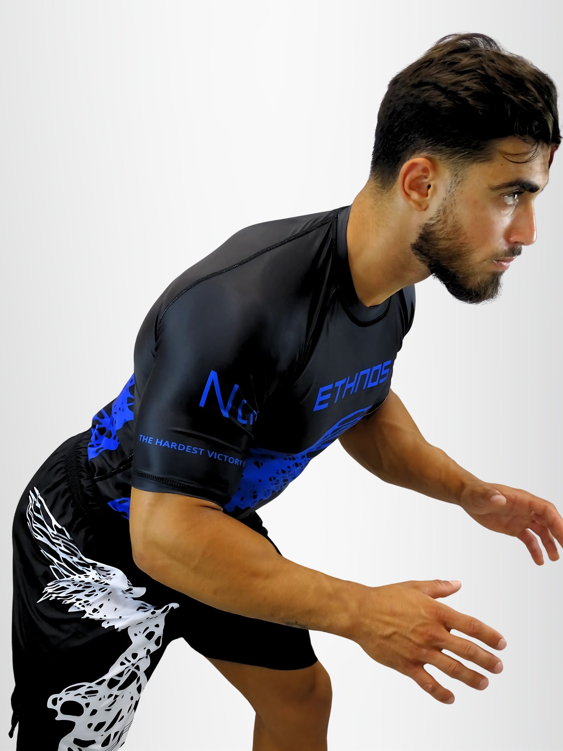 Ethnos Rash Guard Uomo Νικη (Nike) Nero-Blu attacco